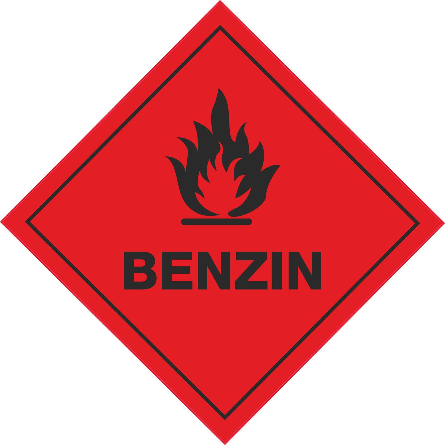 Aufkleber - Schild - Warnung - Benzin - 100 mm x 100 mm