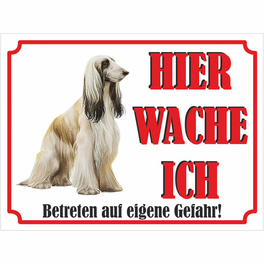 Afghane - Schild bedruckt - Hier wache ich - Aluverbundplatte Edelstahl Look