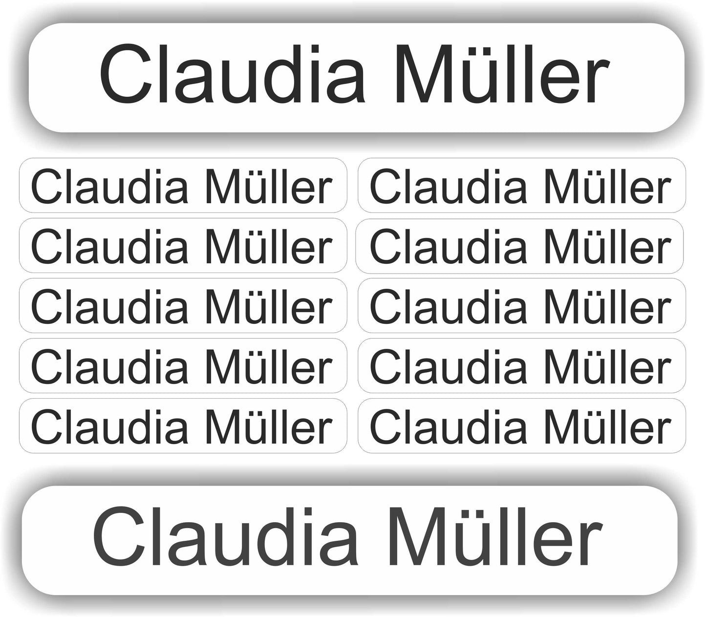 Namensaufkleber - selbstklebend - personalisierbar - 54 Stück in einem Set - 60 x 10 mm