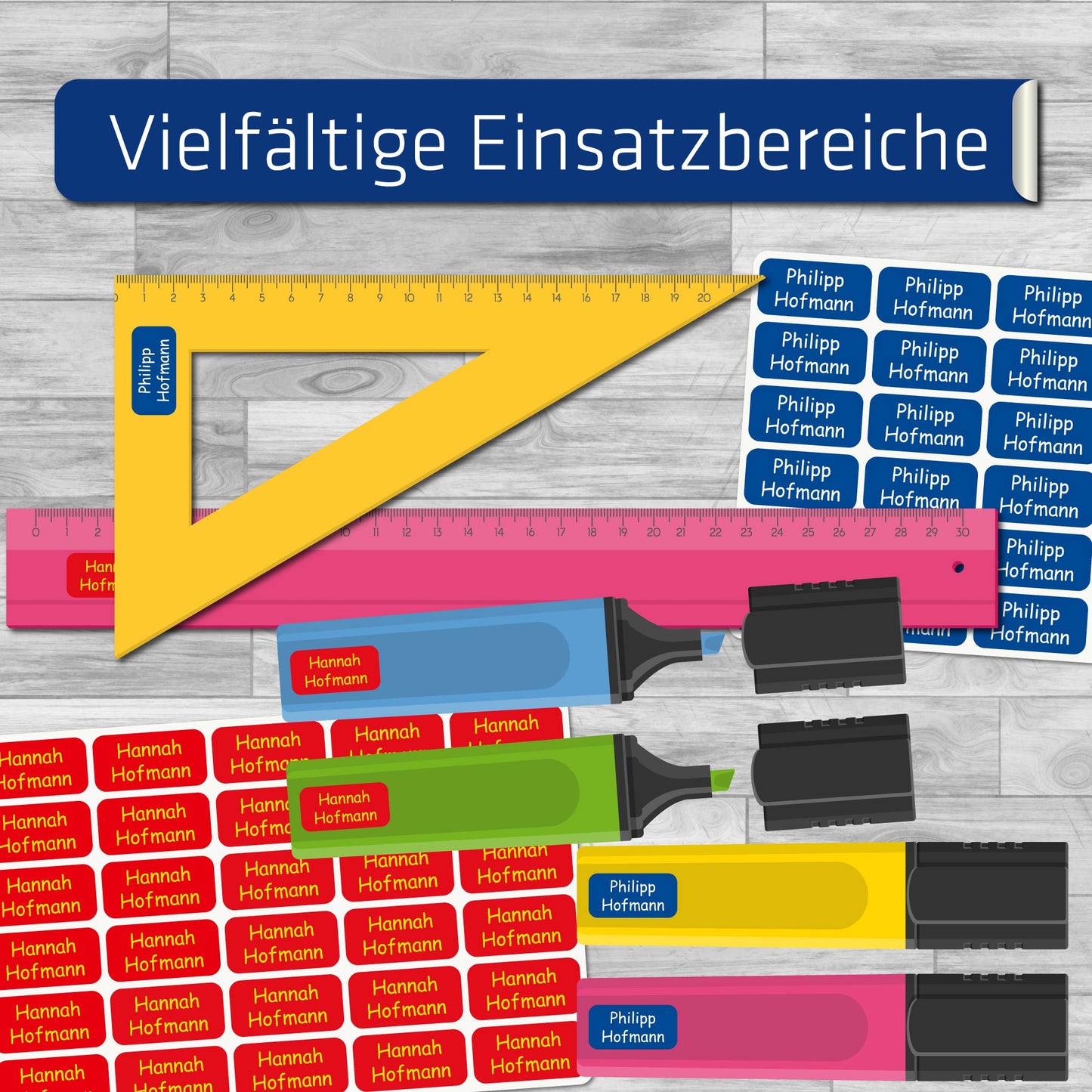 Namensaufkleber für Wäsche-/Pflegeetikett, KITA, Schule - 30 x 15 mm
