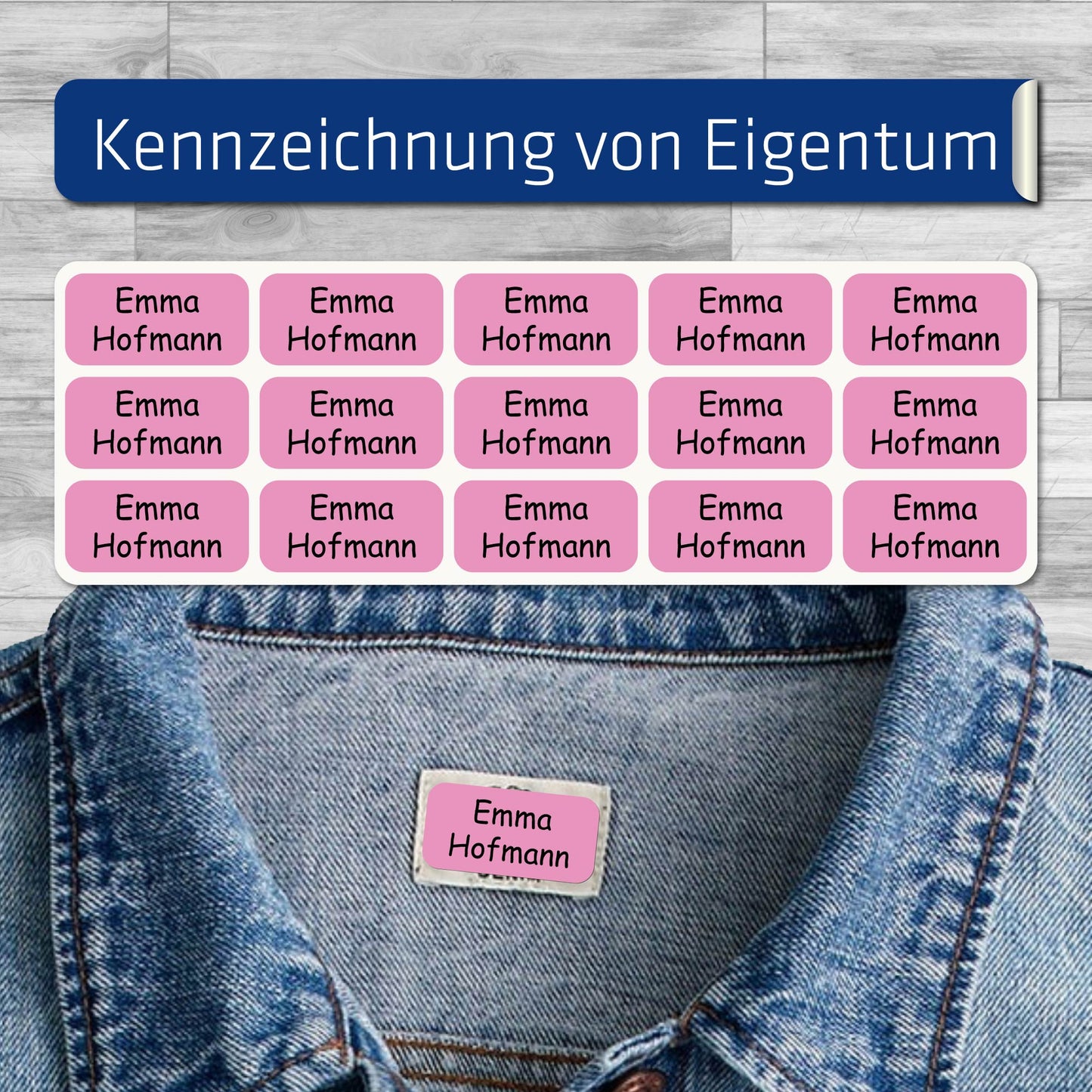 Namensaufkleber für Wäsche-/Pflegeetikett, KITA, Schule - 30 x 15 mm