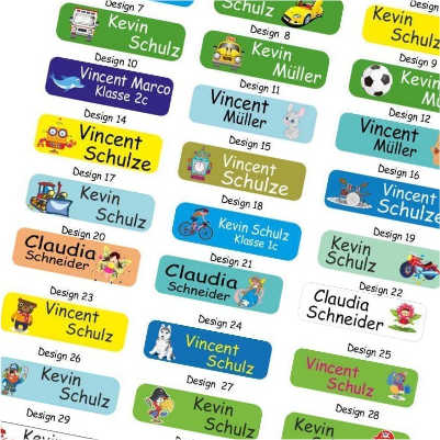 Namensaufkleber Wäschetikett 60 Stück - 35x10mm - für Kleidung, Kinder, Schule, Kindergarten, KITA 0216
