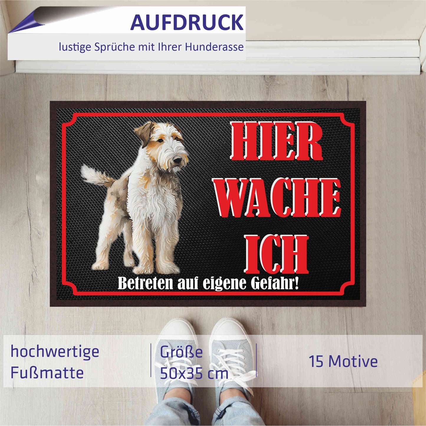 Fussmatte Hund - Airedale Terrier - 50x35 cm mit lustigem Spruch