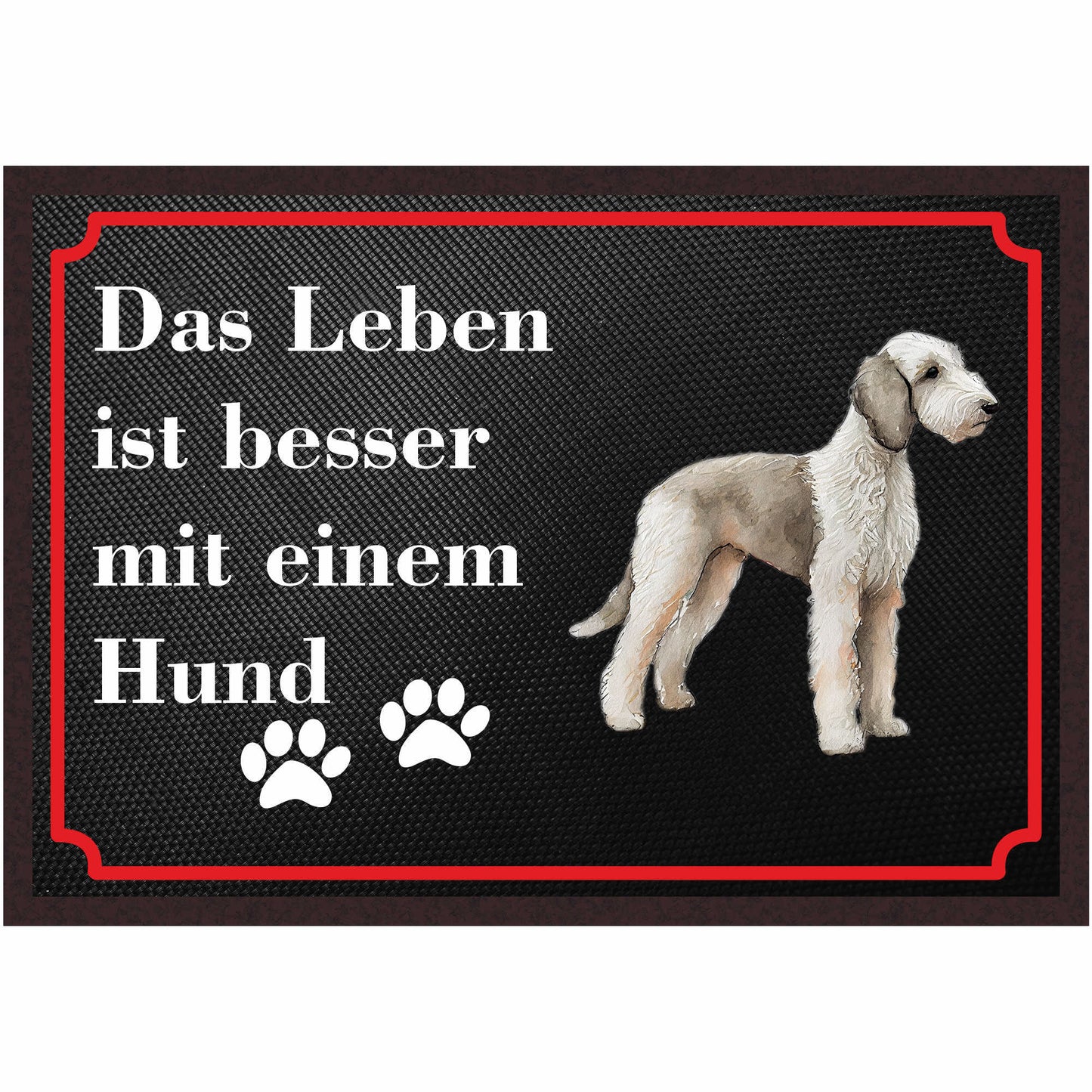 Fussmatte Hund - Bedlington Terrier - 50x35 cm mit lustigem Spruch