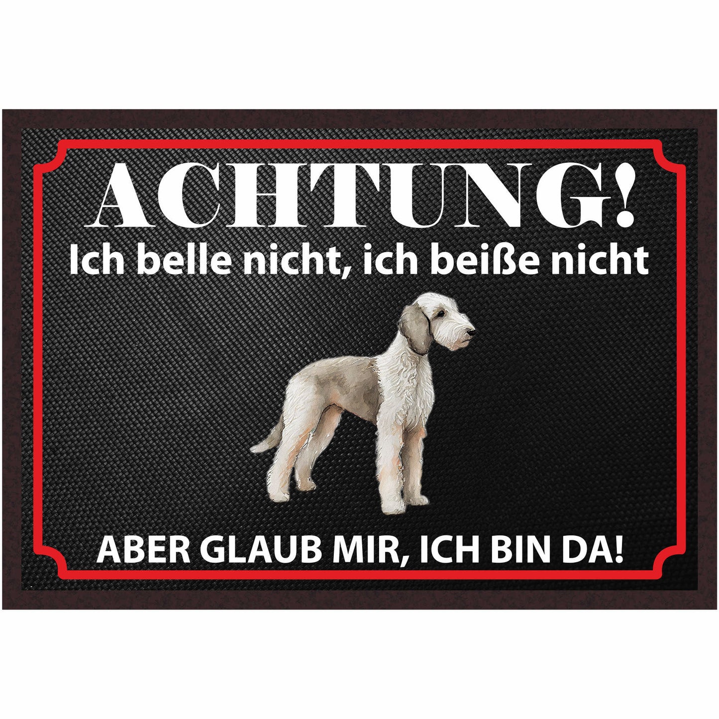 Fussmatte Hund - Bedlington Terrier - 50x35 cm mit lustigem Spruch