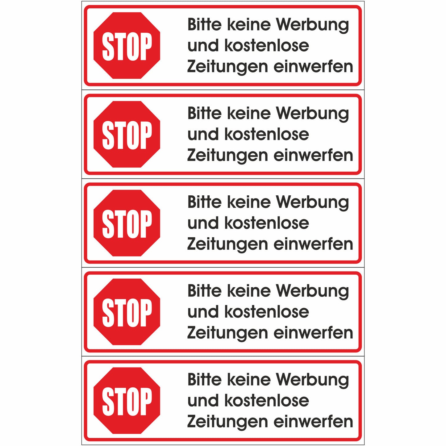 STOP Briefkasten Aufkleber - Keine Werbung! - 70x20 mm FL10