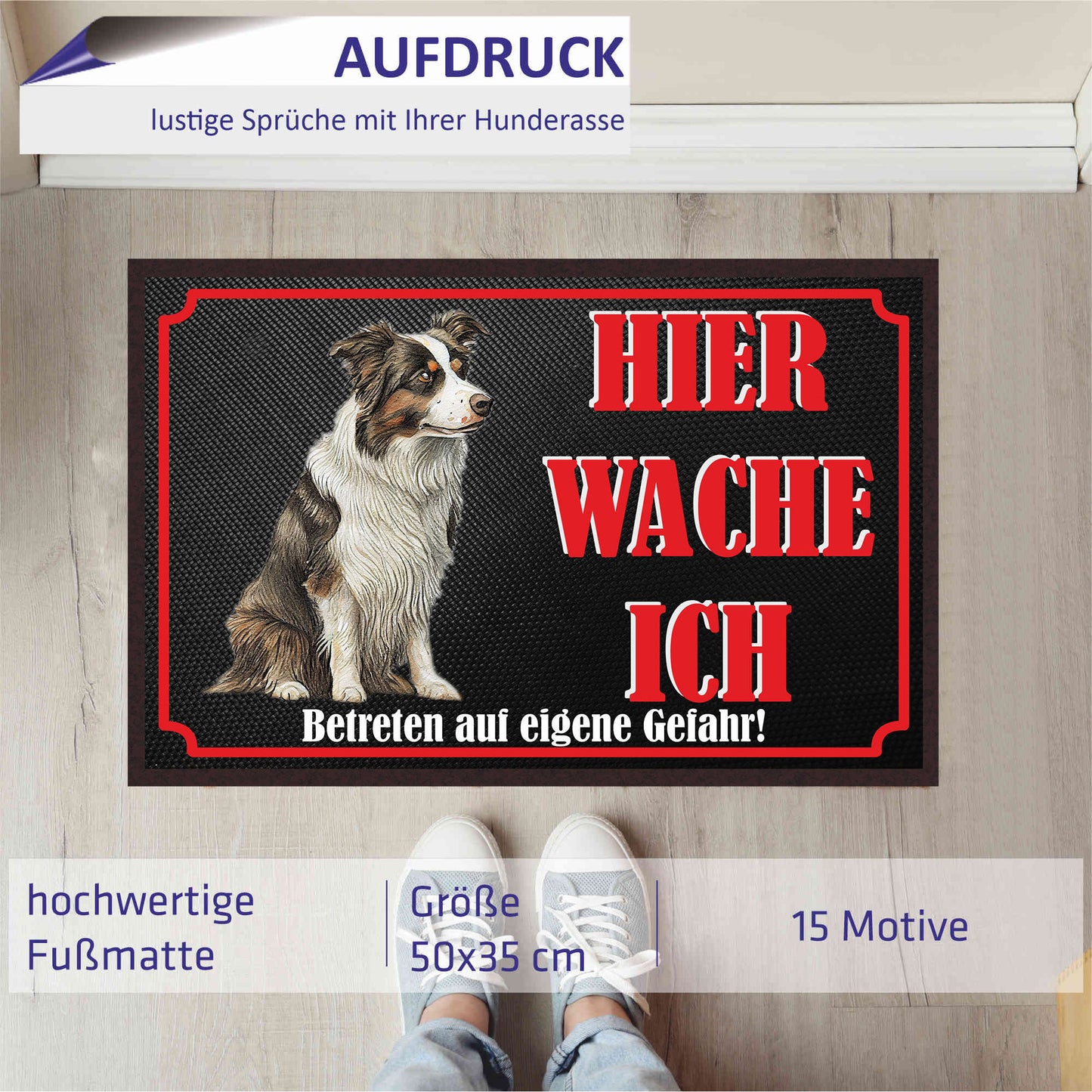 Fussmatte Hund - Border Collie - 50x35 cm mit lustigem Spruch