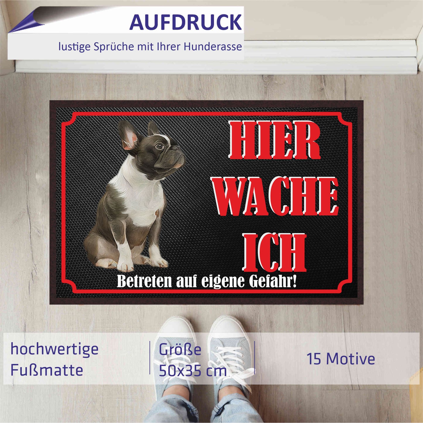 Fussmatte Hund - Französische Bulldogge - 50x35 cm mit lustigem Spruch