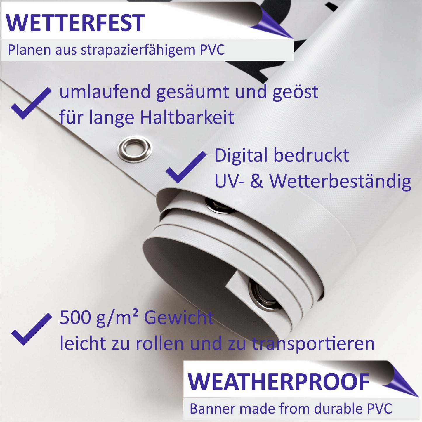 Werbeplane - Gerüstplane - p101 - Zeltplatz - NEU - Plane für Baustelle- Garten- Zaun oder Veranstaltung
