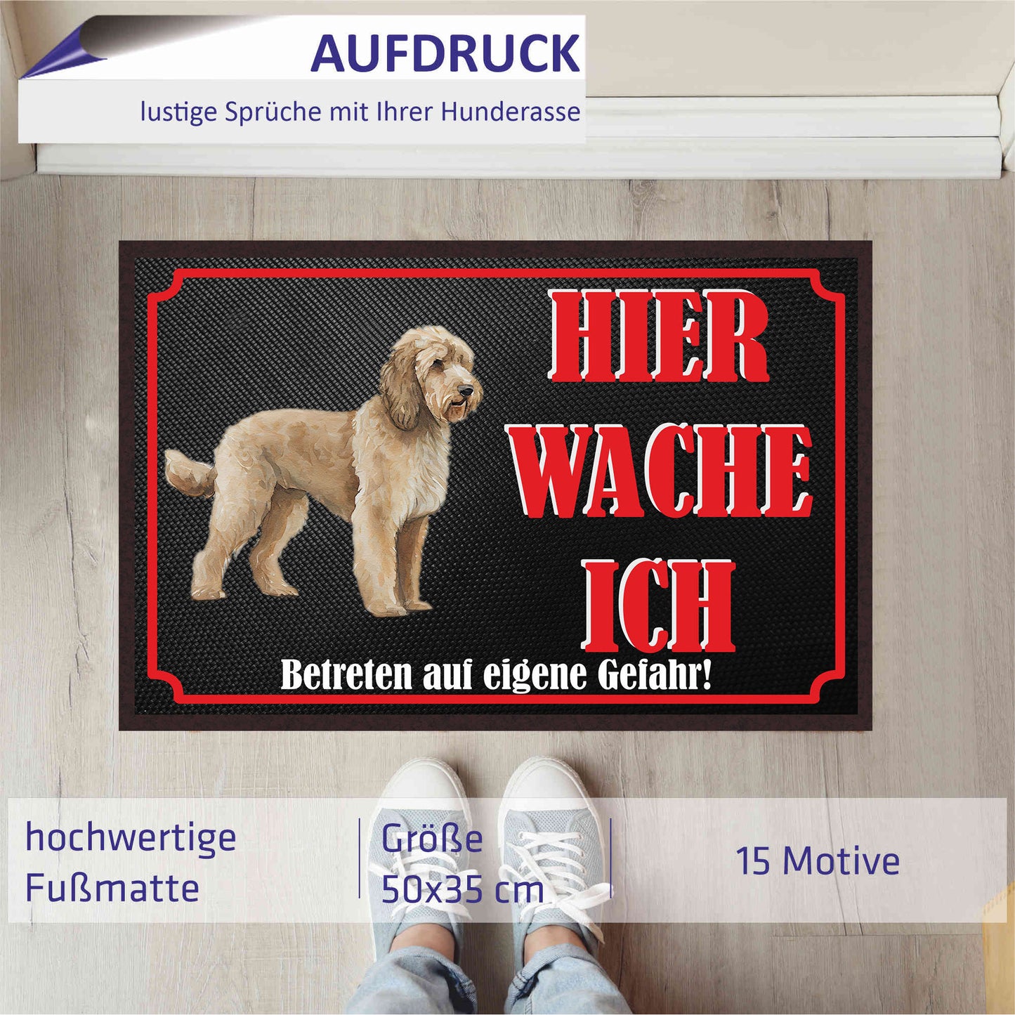 Fussmatte Hund - Goldendoodle - 50x35 cm mit lustigem Spruch