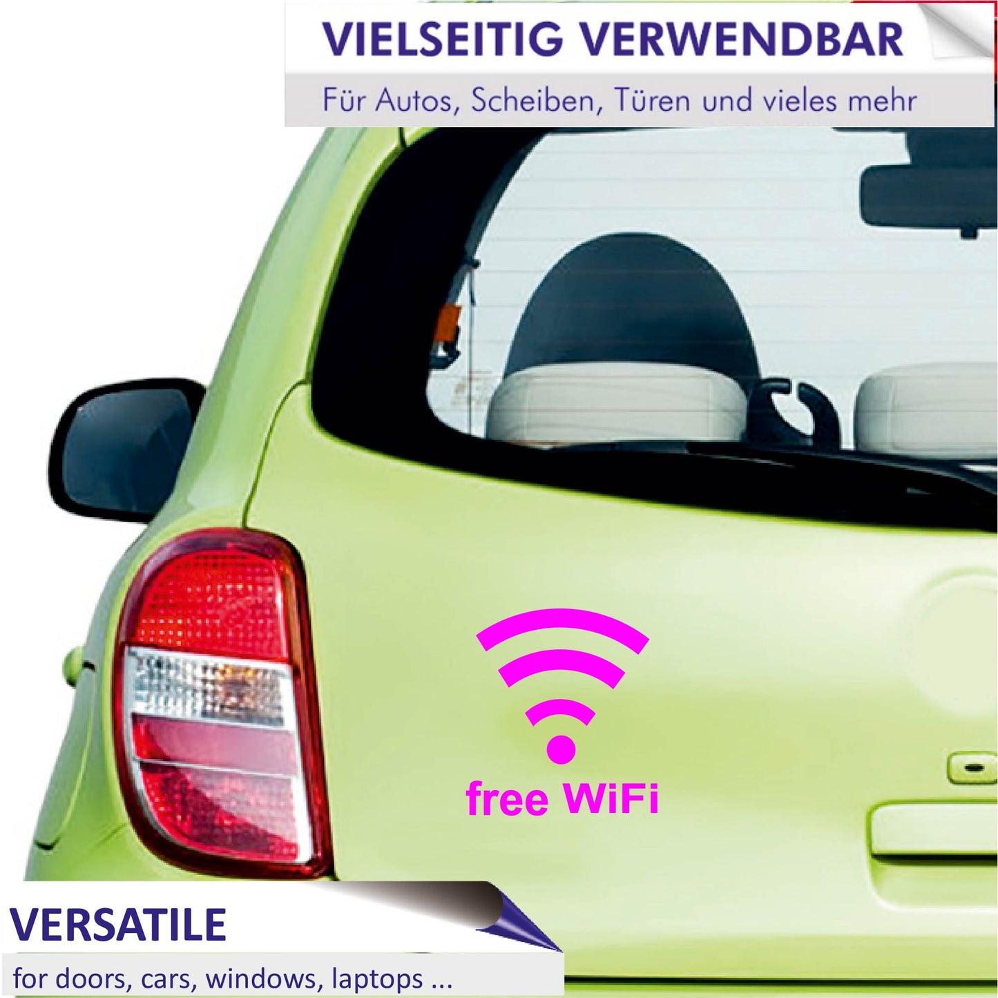 Autoaufkleber - Free WiFi - 130x120 mm