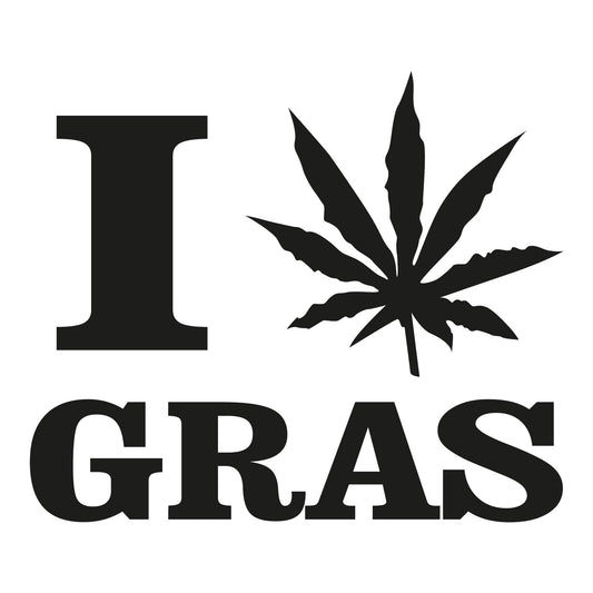 Autoaufkleber - I love Gras - Hanf - 130x110 mm