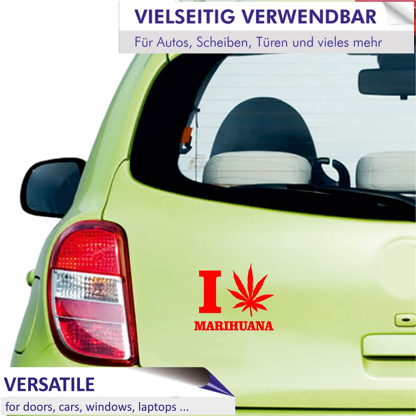 Autoaufkleber - I love Marihuana - 130x110 mm