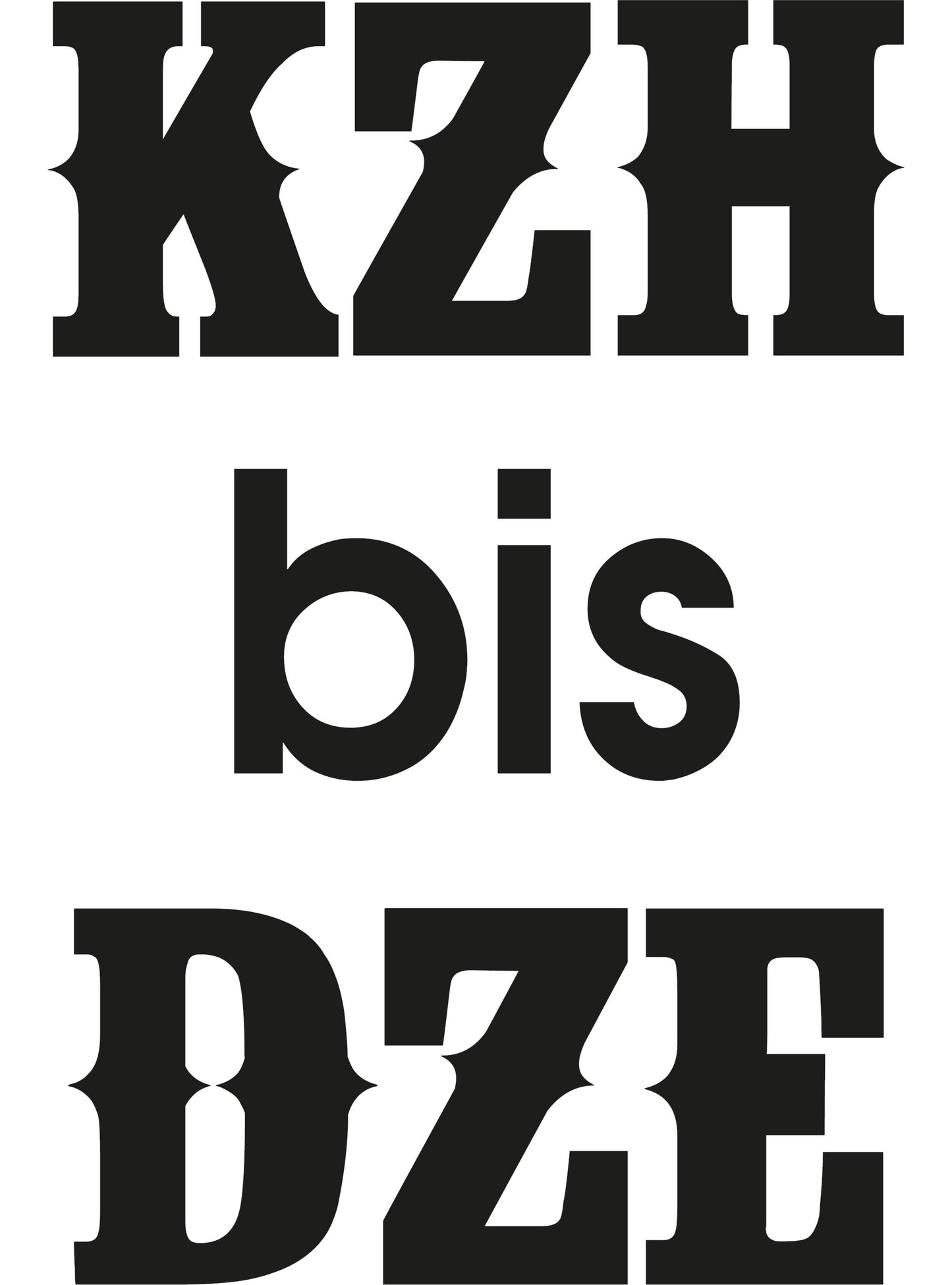 Autoaufkleber - KZH - Bis DZE - 150x100 mm
