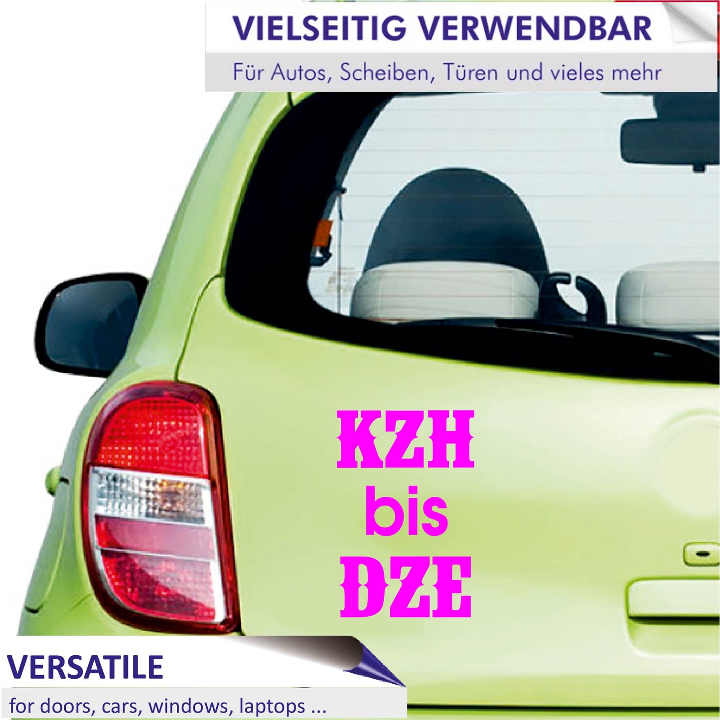 Autoaufkleber - KZH - Bis DZE - 150x100 mm