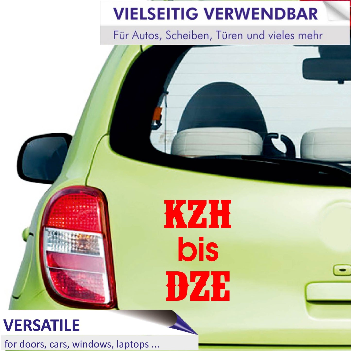 Autoaufkleber - KZH - Bis DZE - 150x100 mm