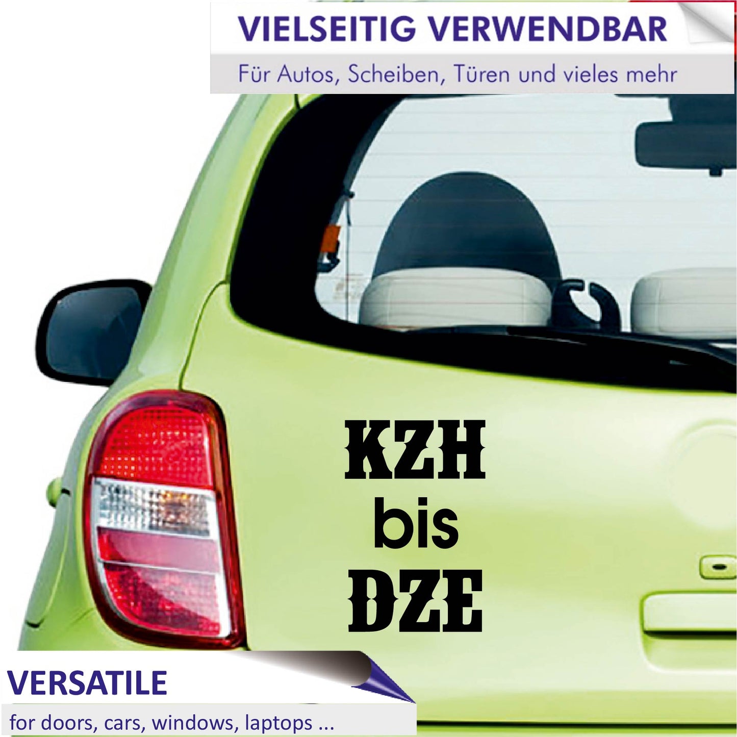 Autoaufkleber - KZH - Bis DZE - 150x100 mm