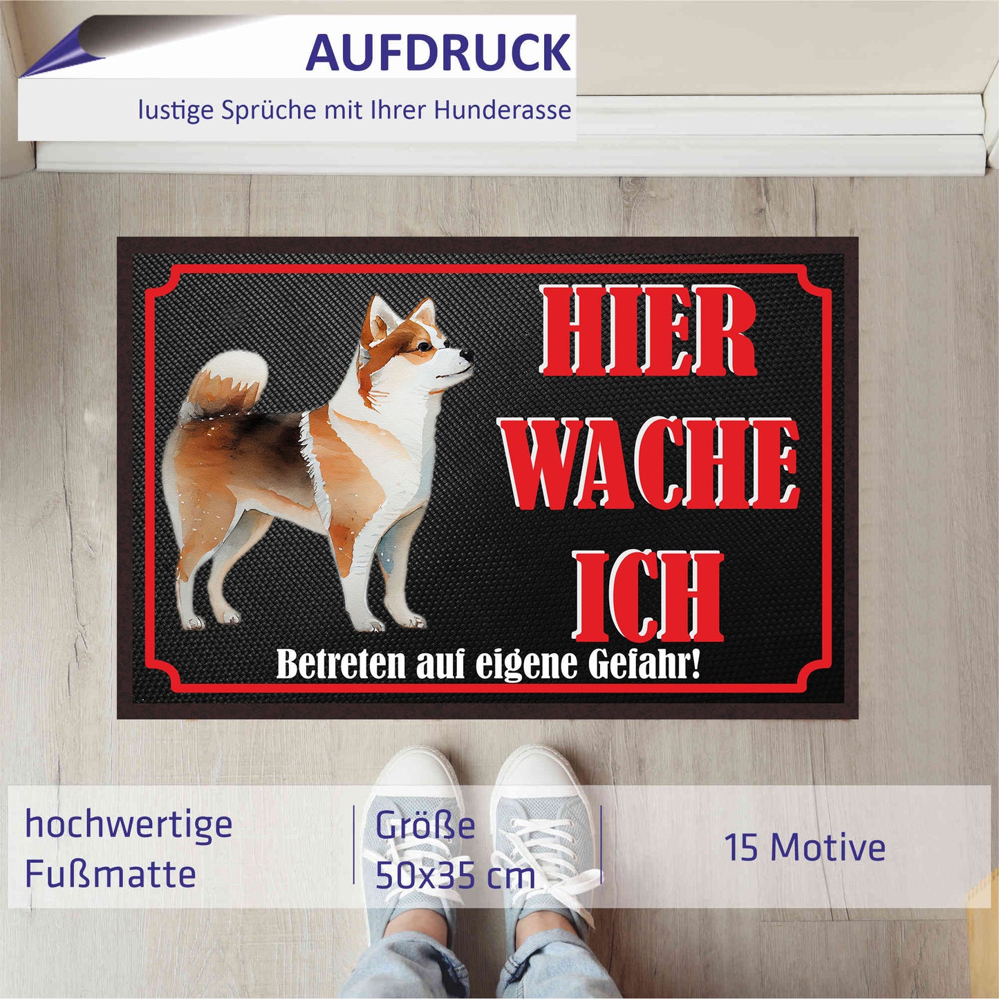 Fussmatte Hund - Shiba Inu - 50x35 cm mit lustigem Spruch