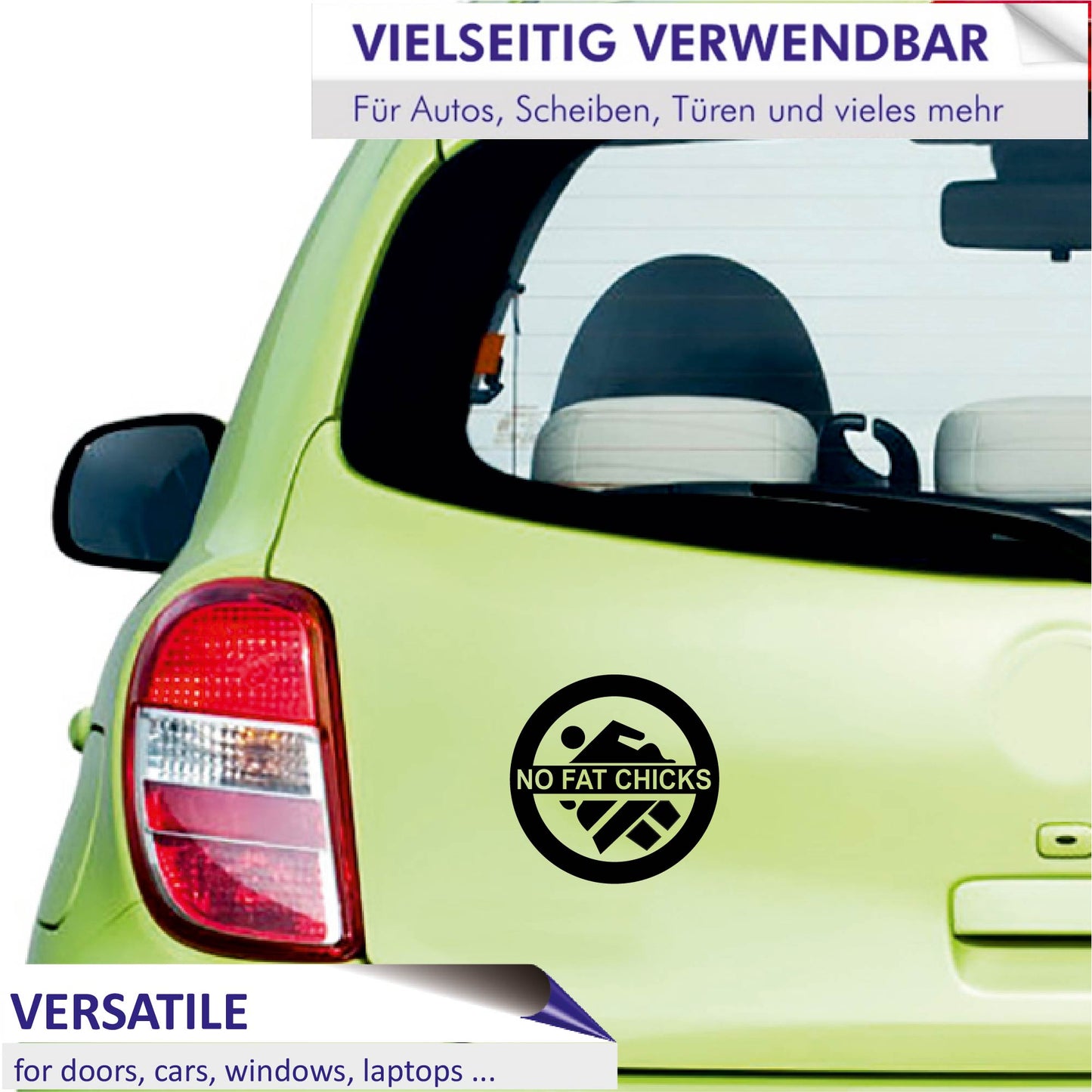 Autoaufkleber - no fat chicks 210x210mm