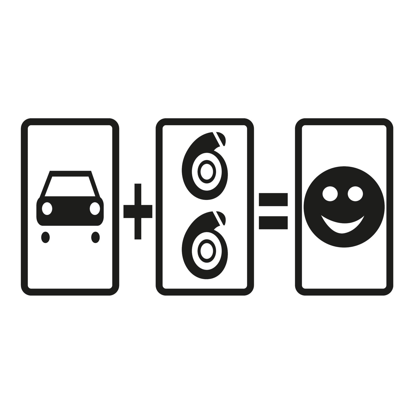 Autoaufkleber - Car + two turbo = happy 210x100mm