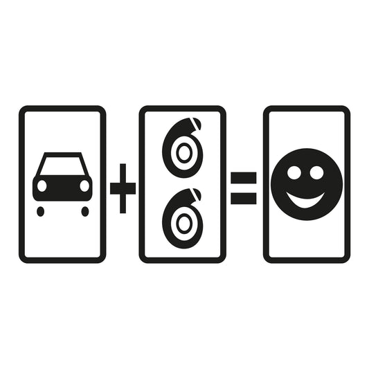 Autoaufkleber - Car + two turbo = happy 210x100mm