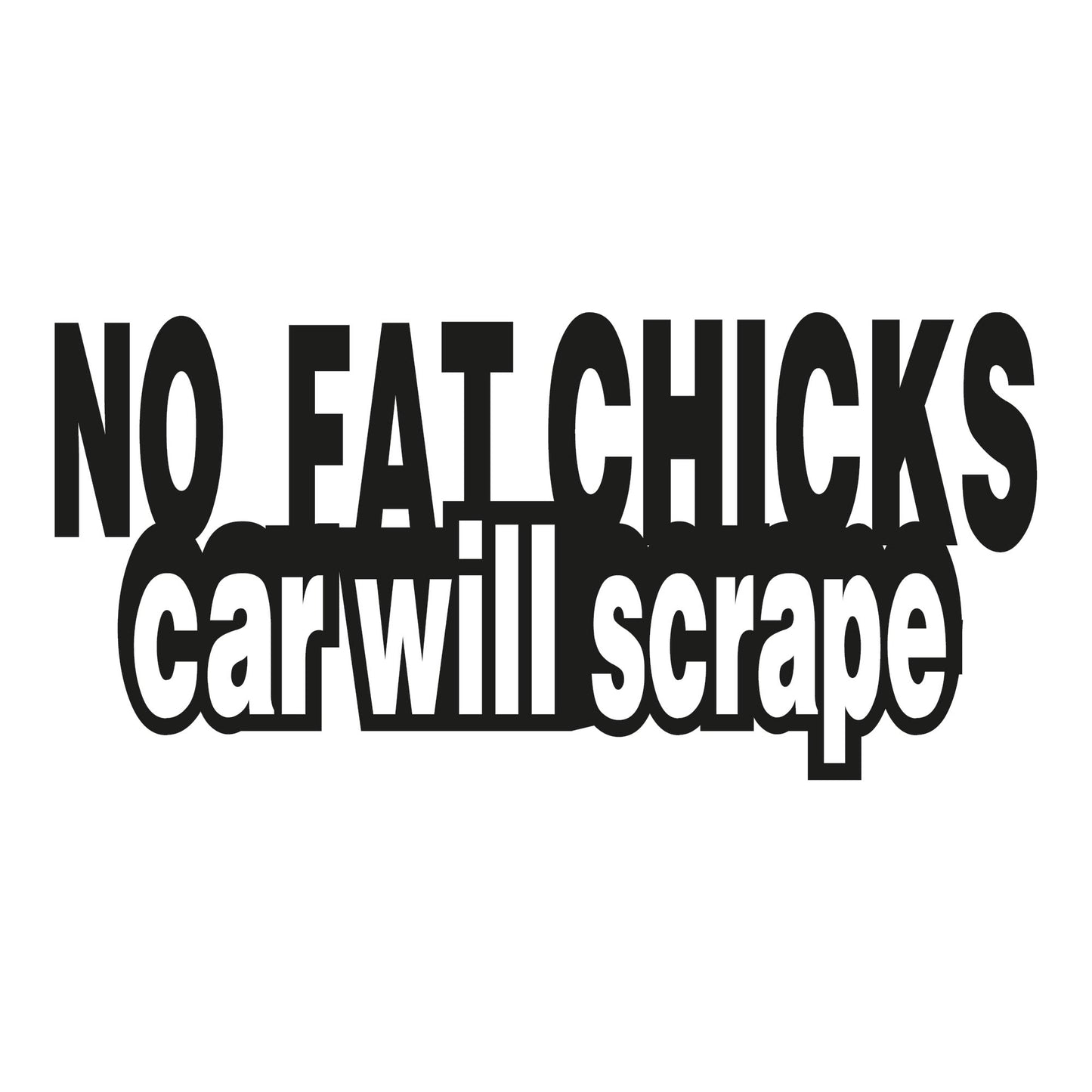 Autoaufkleber - No fat chicks car will scrape - 210x100mm