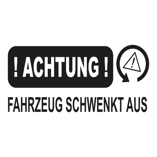 Autoaufkleber - Achtung! Fahrzeug schwenkt aus - 210X100mm