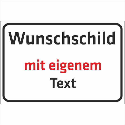 Schild WUNSCHTEXT Alu-Dibond personalisiert Text - Schrift