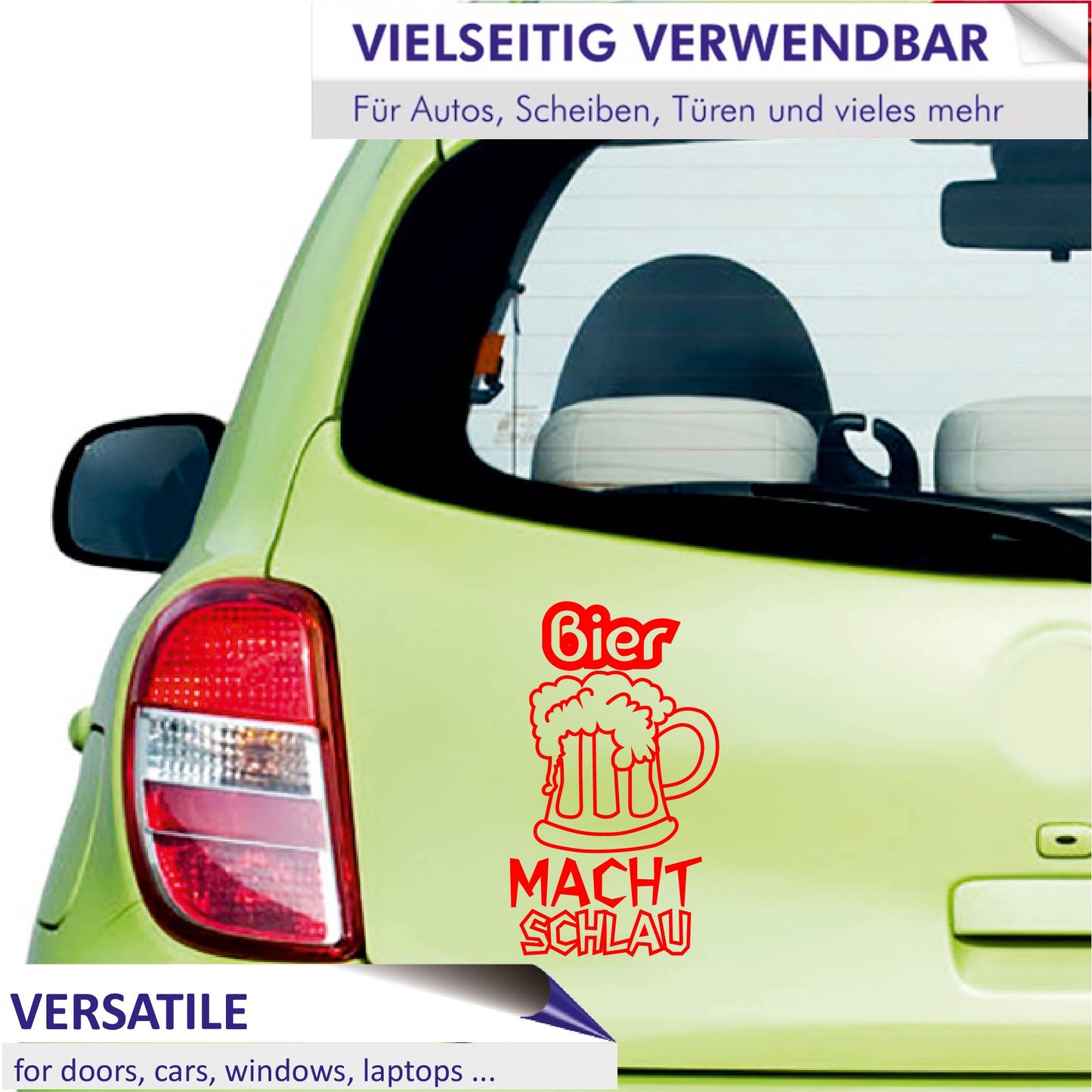 Autoaufkleber - Bier macht schlau - 170x100mm