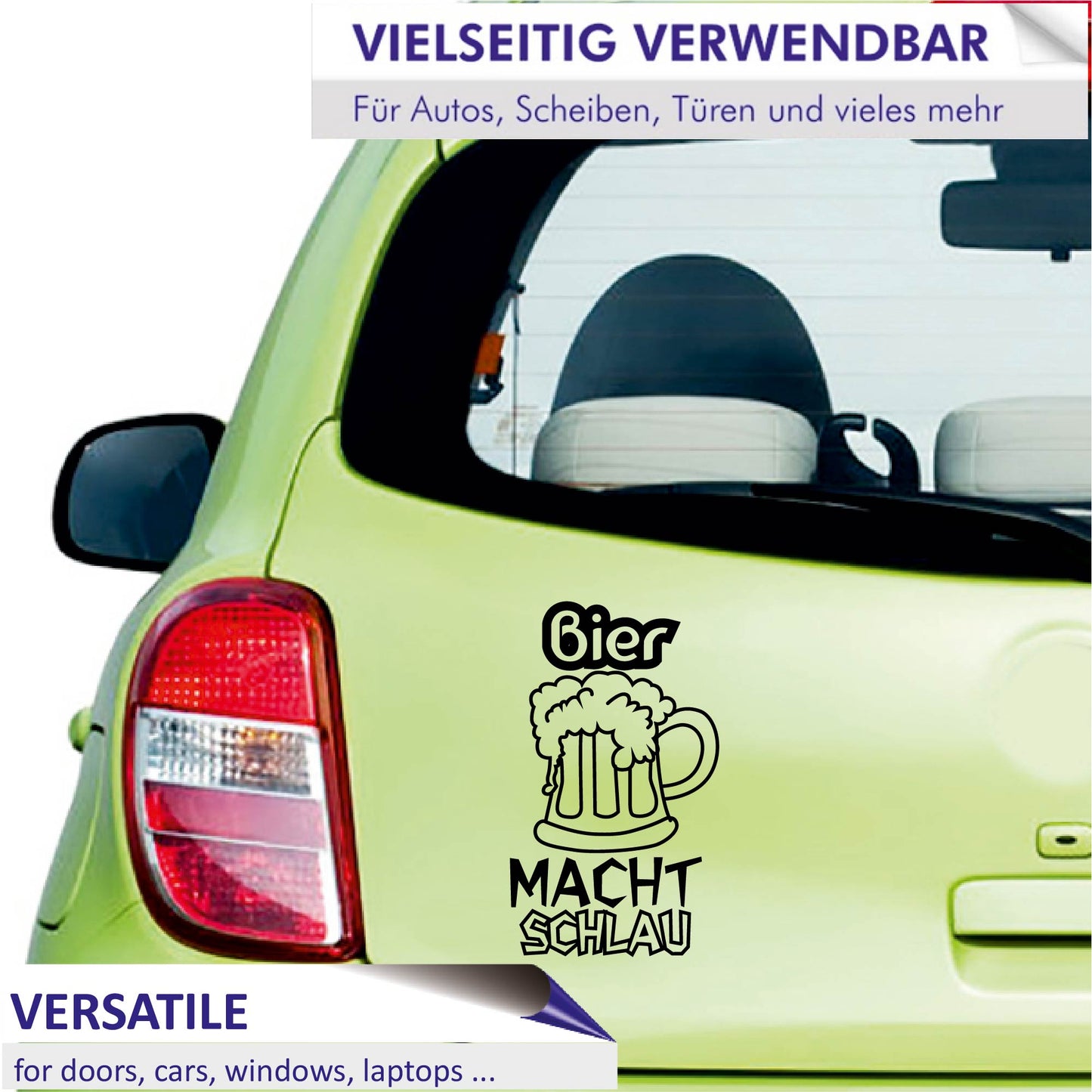 Autoaufkleber - Bier macht schlau - 170x100mm
