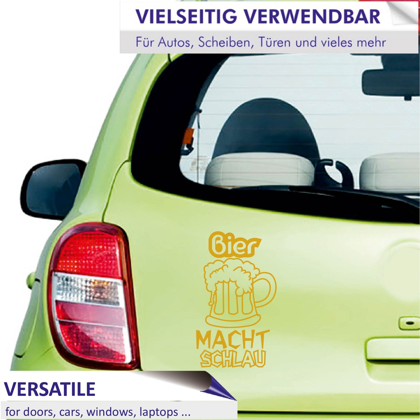 Autoaufkleber - Bier macht schlau - 170x100mm