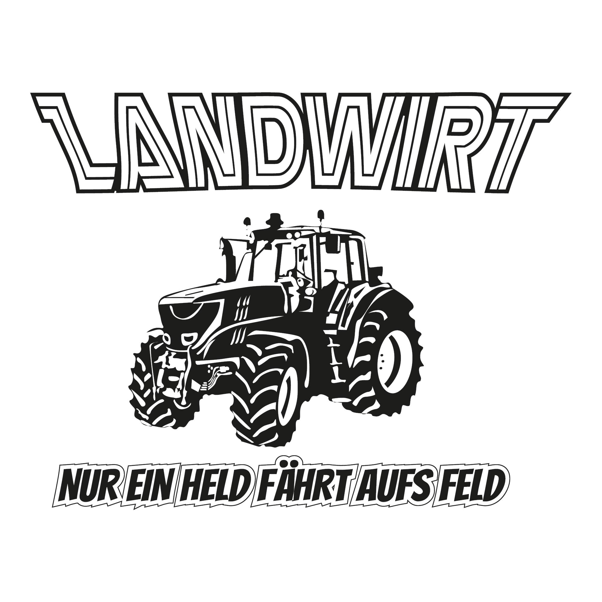 Adesivo Paraurti JDM - "Nur Ein Held Fährt Aufs Feld" - 130x100mm - Sticker Agricolo Per Trattori E Auto - Nero