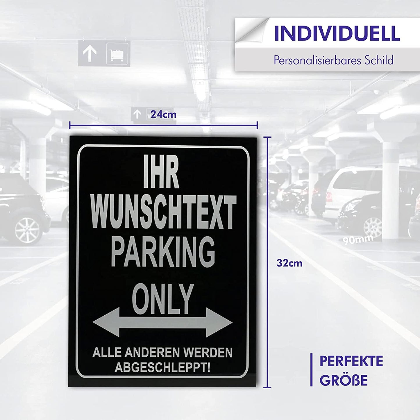 Parking Only - Parkplatzschild - Alle Anderen Werden abgeschleppt - Parkplatzschild 32x24 cm - Alu-Dibond - Individuell personalisiert