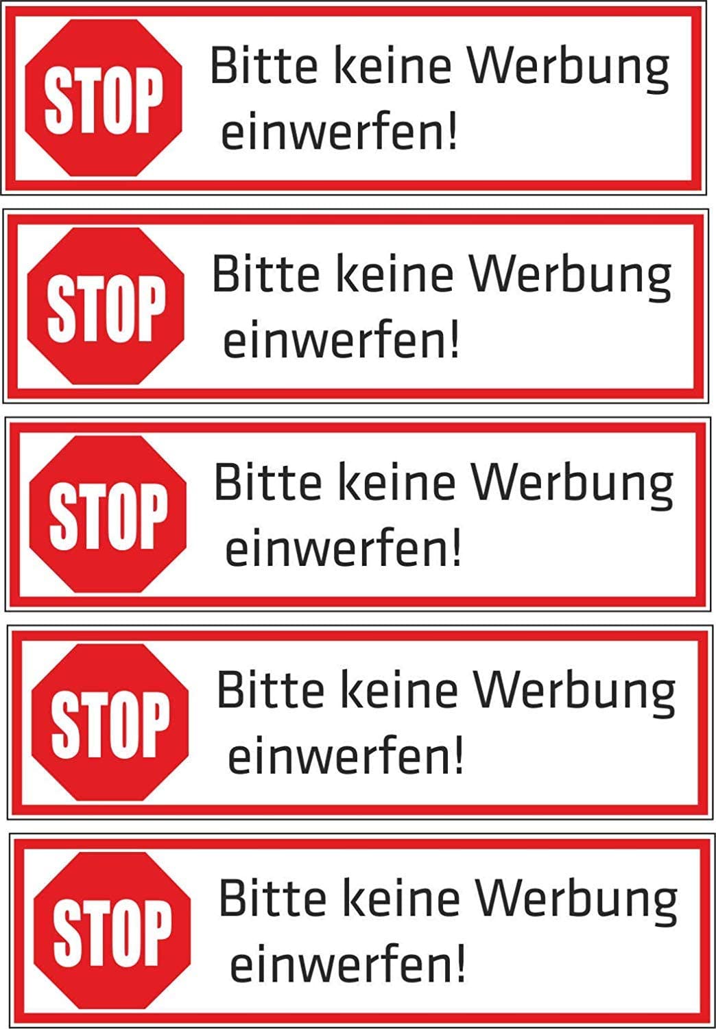 STOP Briefkasten Aufkleber - Keine Werbung! - 70x20 mm FL13