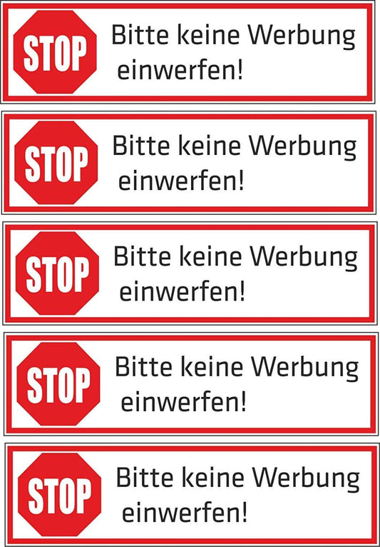 STOP Briefkasten Aufkleber - Keine Werbung! - 70x20 mm FL13
