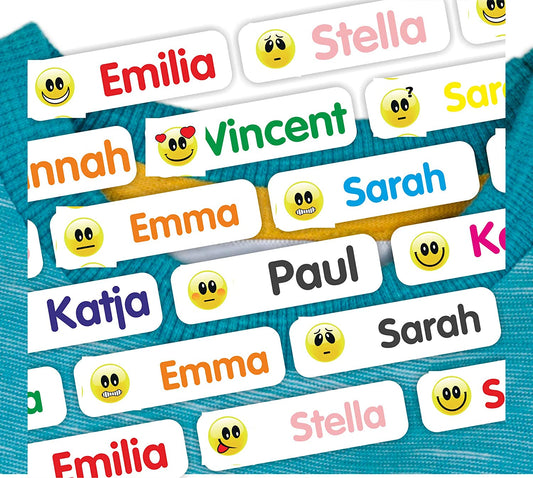 Bügeletiketten Emoji für T-Shirts und Bekleidung - 35x10mm 0254 M6