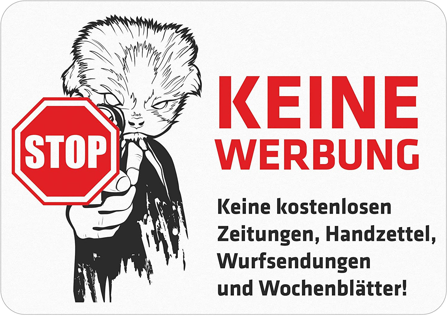 INDIGOS UG Briefkasten Aufkleber - Keine Werbung! - 74x52 mm - Keine kostenlosen Zeitungen, Handzettel, Wurfsendungen und Wochenzeitungen! 204D