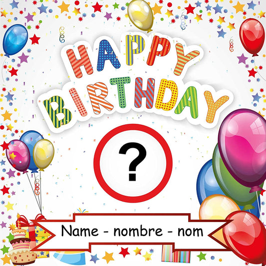 Geburtstagsplane - Geburtstagsbanner Name & Alter 100x100 cm - Happy Birthday - individuell mit Wunschtext personalisiert