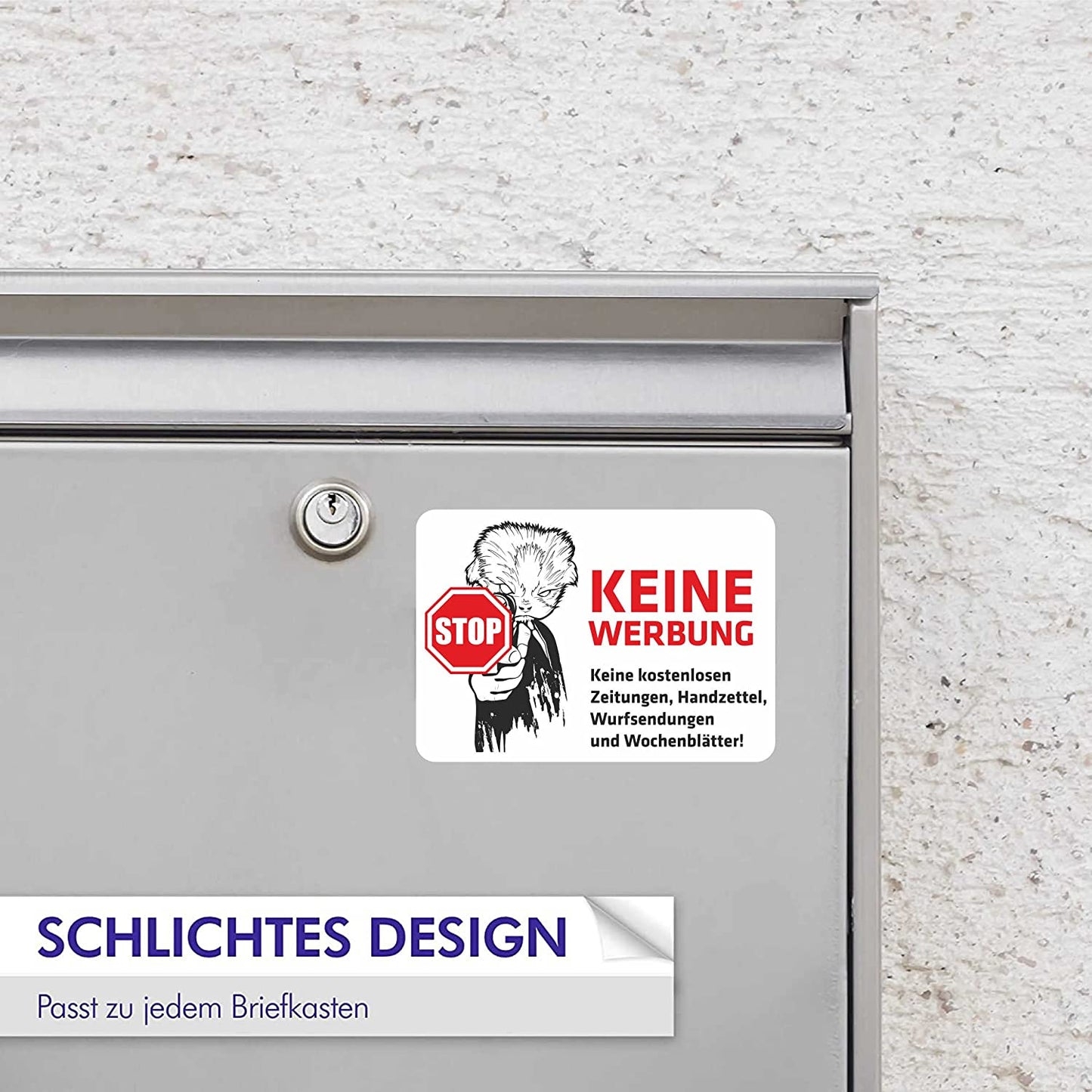 INDIGOS UG Briefkasten Aufkleber - Keine Werbung! - 74x52 mm - Keine kostenlosen Zeitungen, Handzettel, Wurfsendungen und Wochenzeitungen! 204D