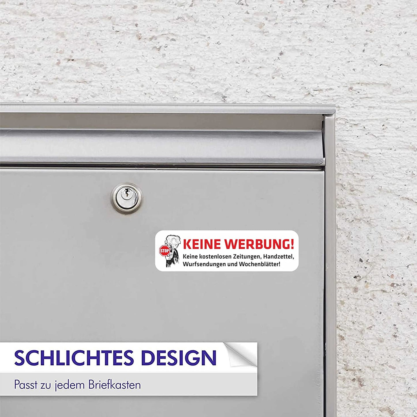 INDIGOS UG Briefkasten Aufkleber - Keine Werbung! - 70x20 mm - Keine kostenlosen Zeitungen, Handzettel, Wurfsendungen und Wochenzeitungen! 203D
