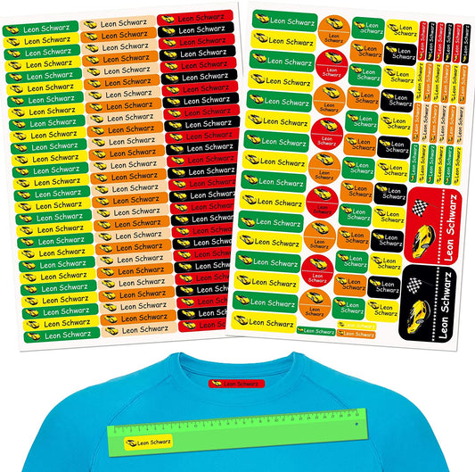 Namensaufkleber Kinder - Set - 160 Stück 80 Bügeletiketten für Kleidung + 80 Aufkleber 0240