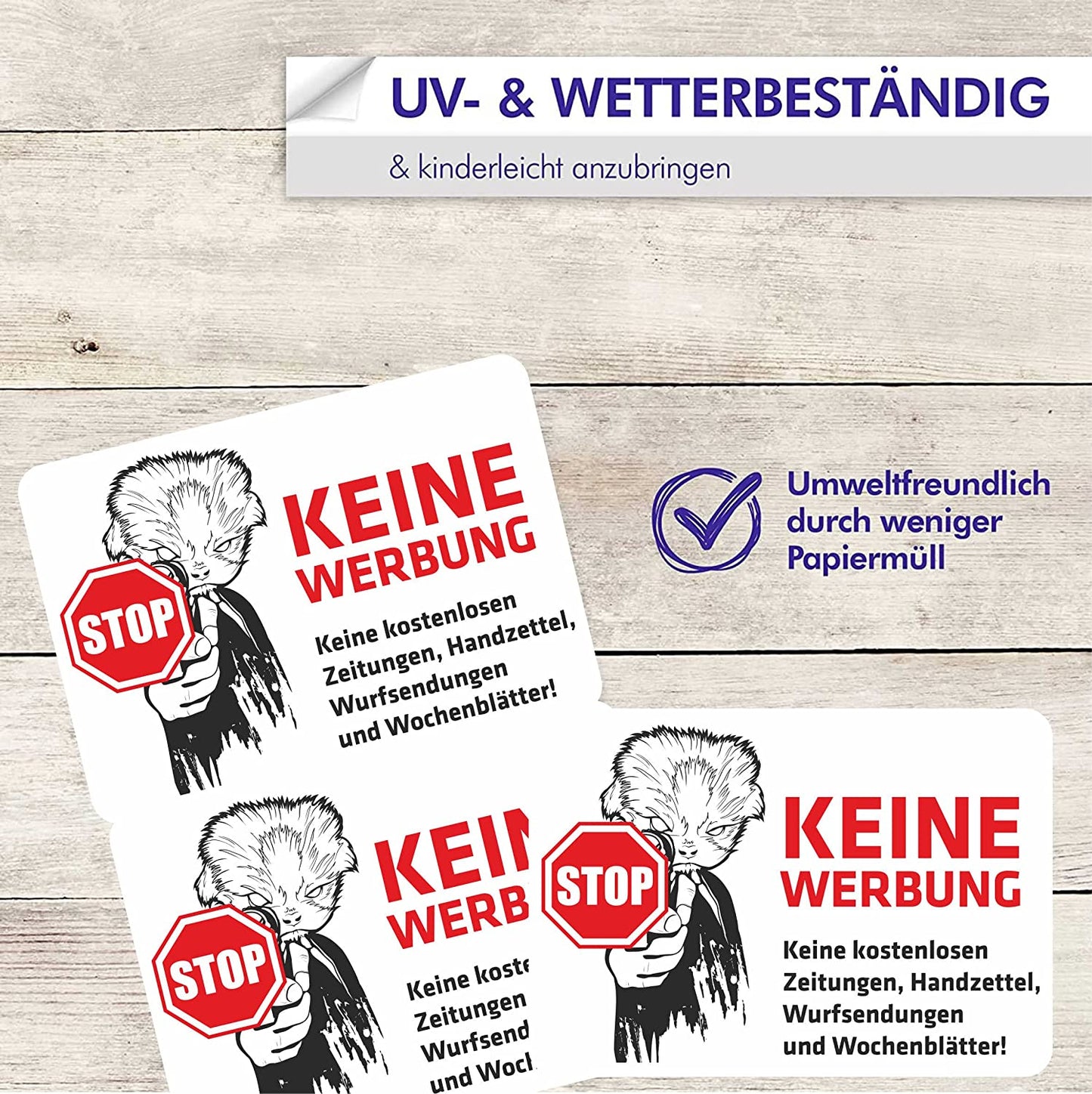 INDIGOS UG Briefkasten Aufkleber - Keine Werbung! - 74x52 mm - Keine kostenlosen Zeitungen, Handzettel, Wurfsendungen und Wochenzeitungen! 204D