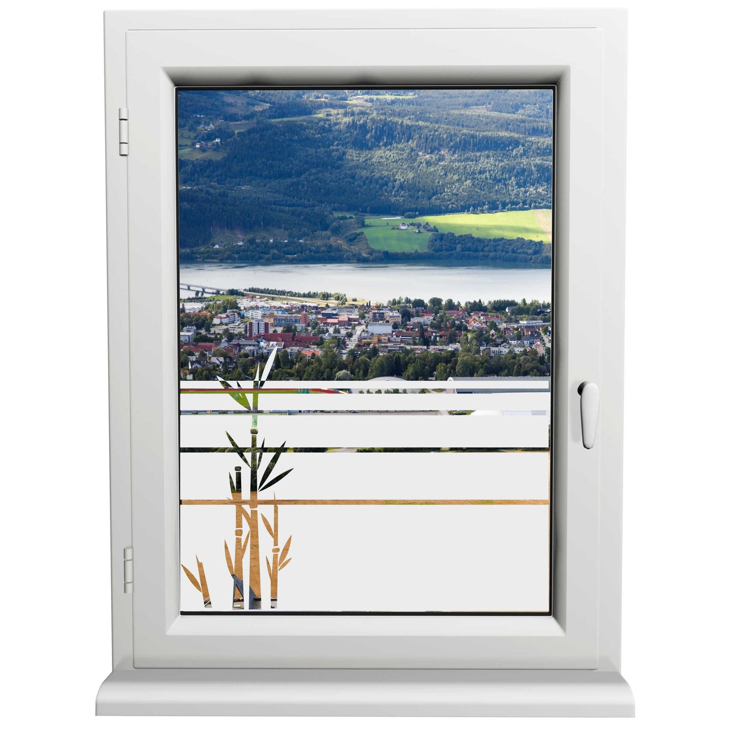 Glasdekorfolie - Wasser Bambus - Sonnenschutz H50Line - Sichtschutzfolie