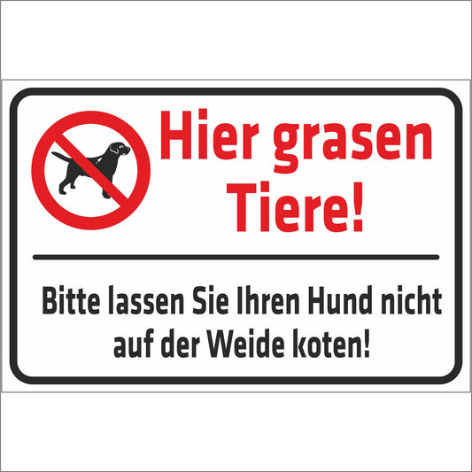 Schild - Hier grasen Tiere