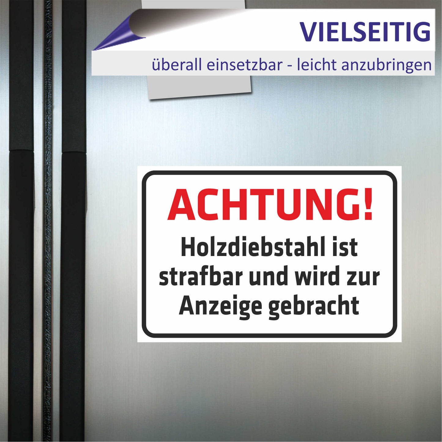 Schild - Achtung - Holzdiebstahl ist strafbar und wird zur Anzeige gebracht