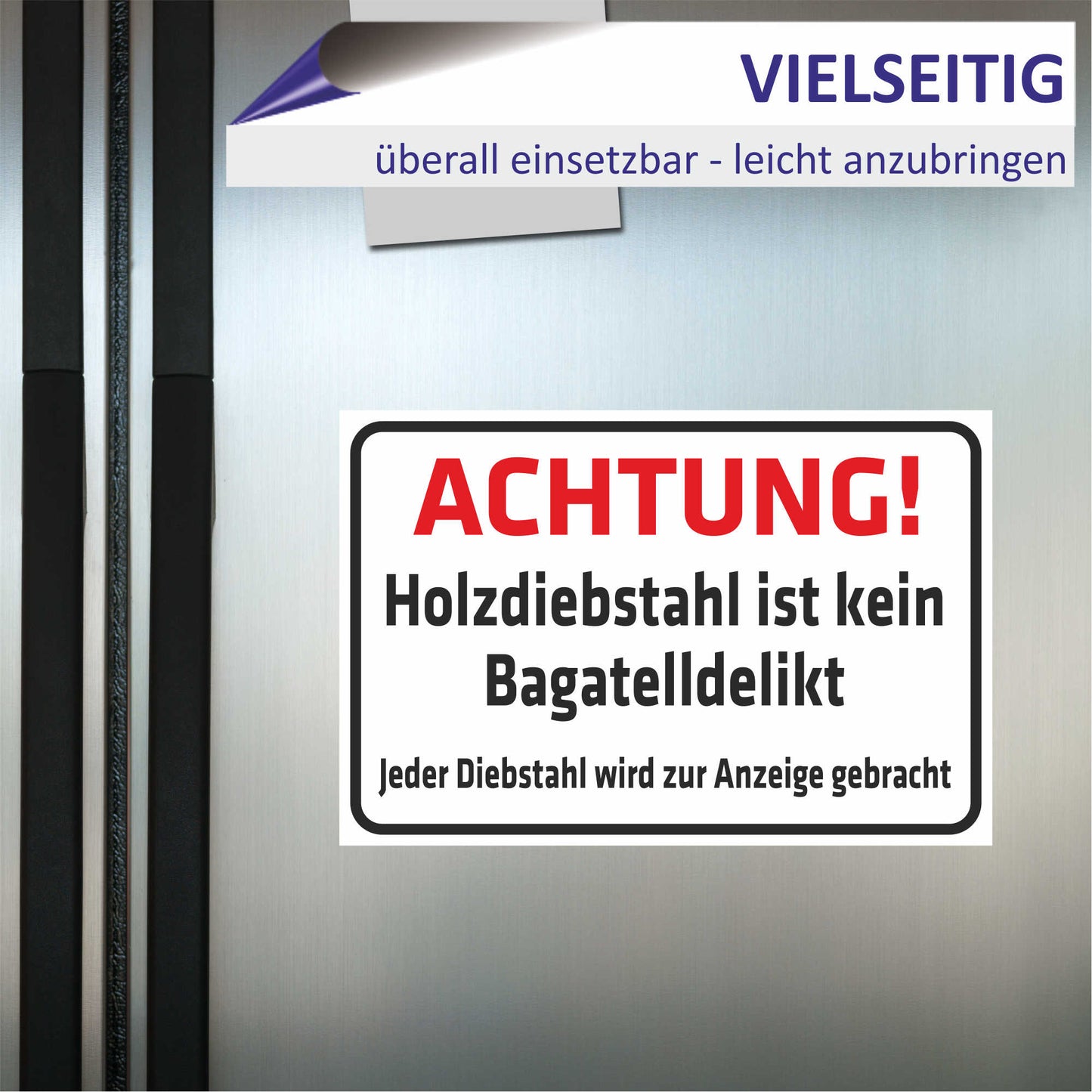Schild - Achtung - Holzdiebstahl ist kein Bagatelldelikt