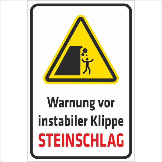 Schild - Verbotsschild -Warnung vor instabiler Klippe
