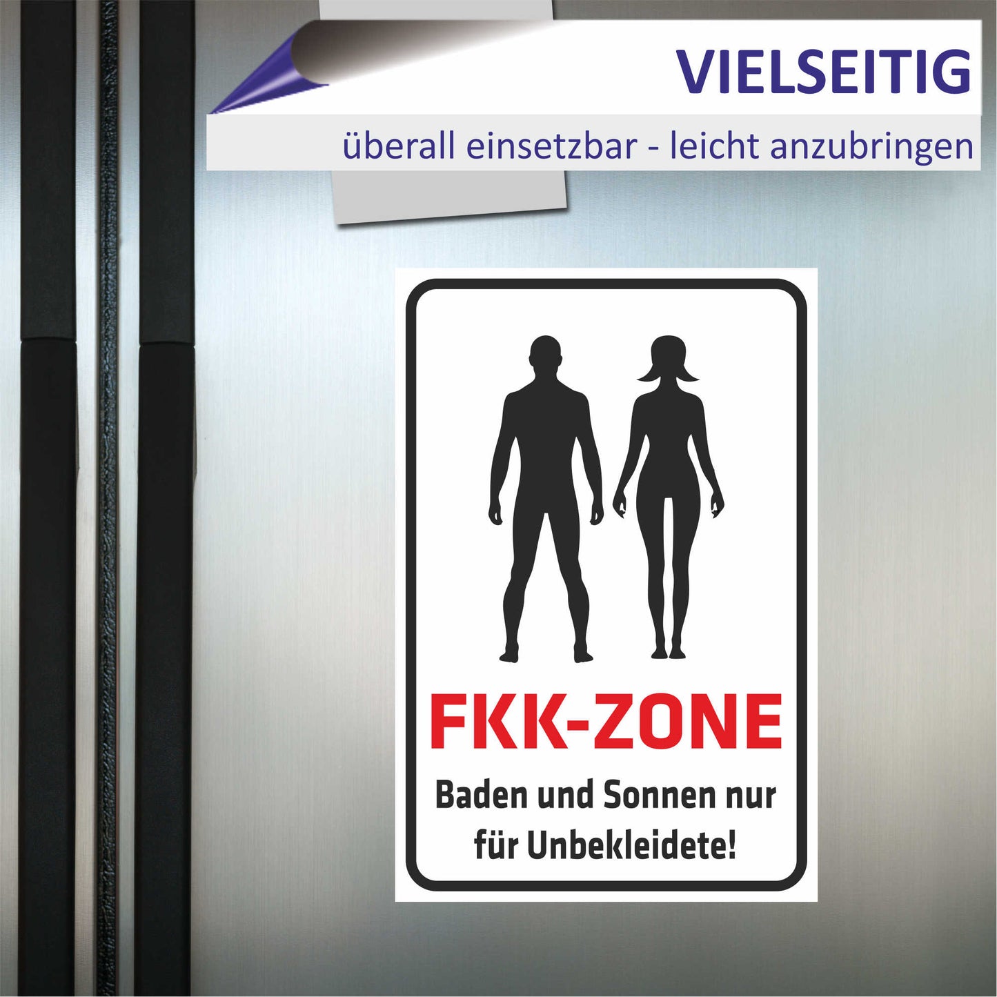 Schild - Verbotsschild - FKK-Zone - Baden und Sonnen nur für Unbekleidete - Mann und Frau