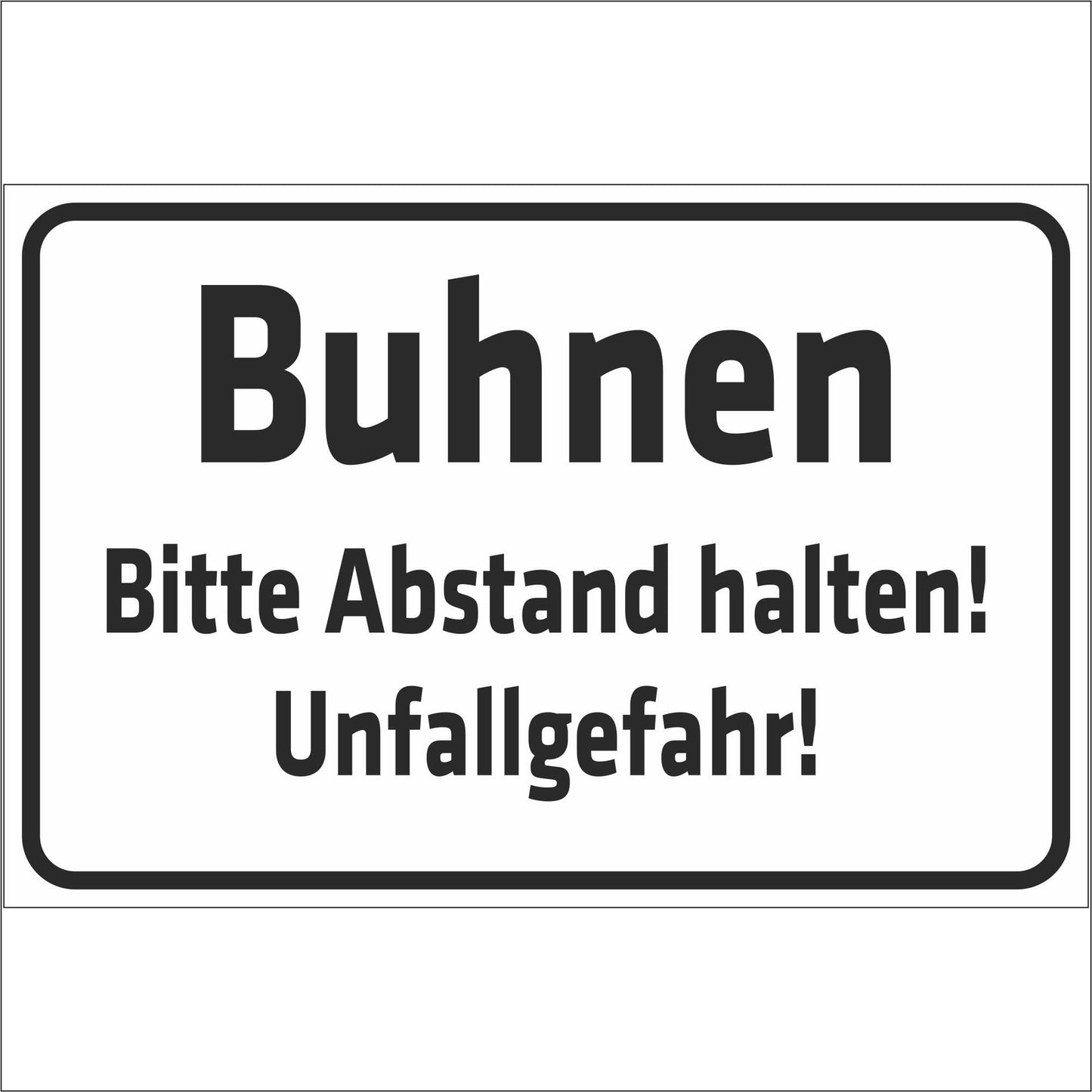 Schild - Buhnen - Bitte Abstand halten
