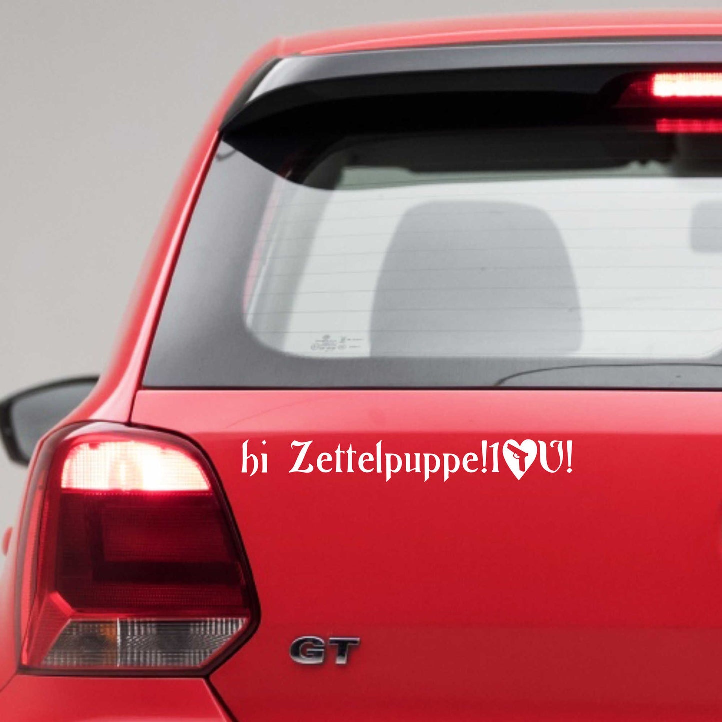 Autoaufkleber - Zettelpuppe! I love you - 210x30 mm